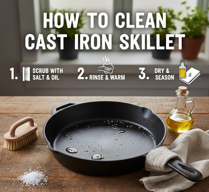 How to Clean Cast Iron Skillet