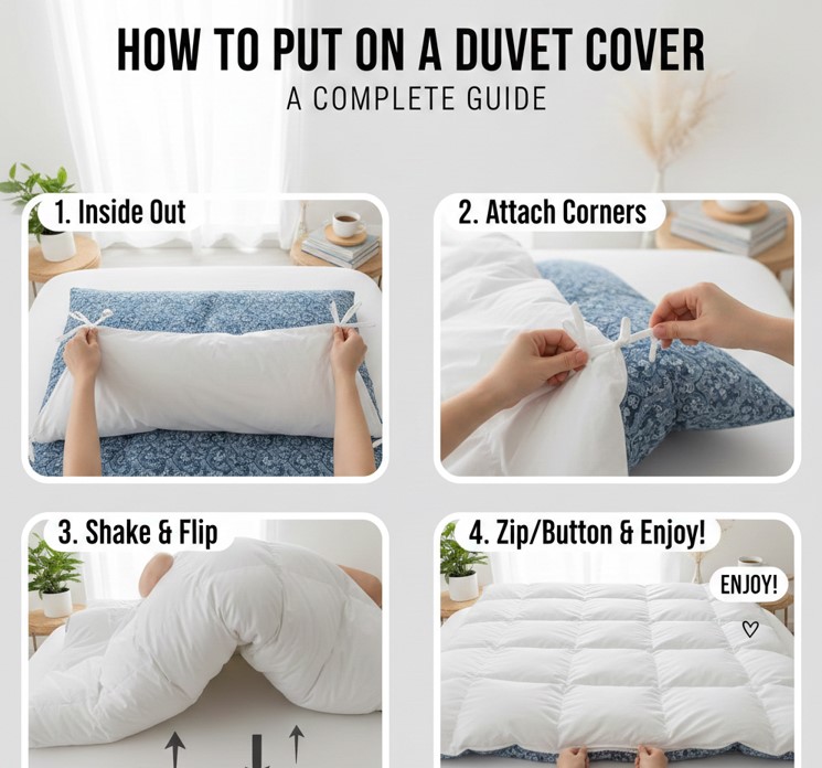 how to put on duvet cover