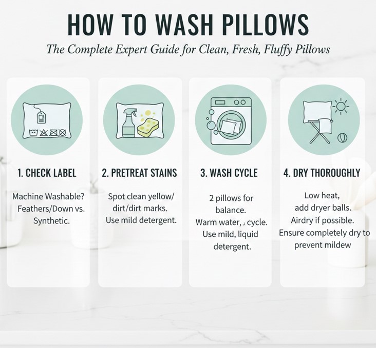 how to wash pillows